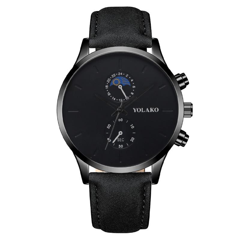 Fashion Moon Two Eyes Men's Watch Men's Watch Belt Quartz Watch