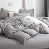Cute Bedding Set with Duvet Fitted and Suitable for Western and Japanese Style Single 3-Piece Pom-Poms, Cover, Sheet, Pillowcases, Beds, Washable,