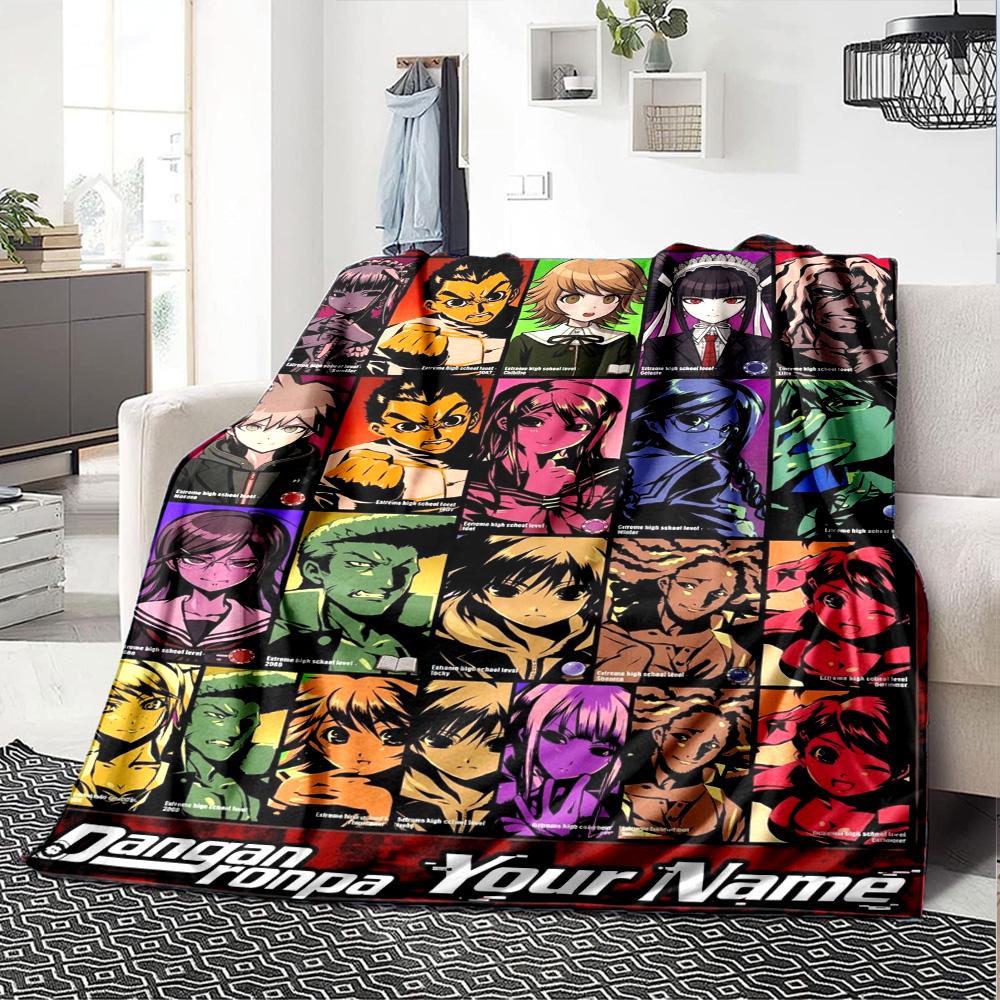 Name Custom Dangan Ronpa Anime Print Flannel Blanket High Quality Warm Comfortable Cover for All Seasons Perfect for Gifts Home Decor