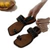 Gentle set of toe rivets with small slope heels, slippers for women's summer wear, seaside vacation casual beach sandals