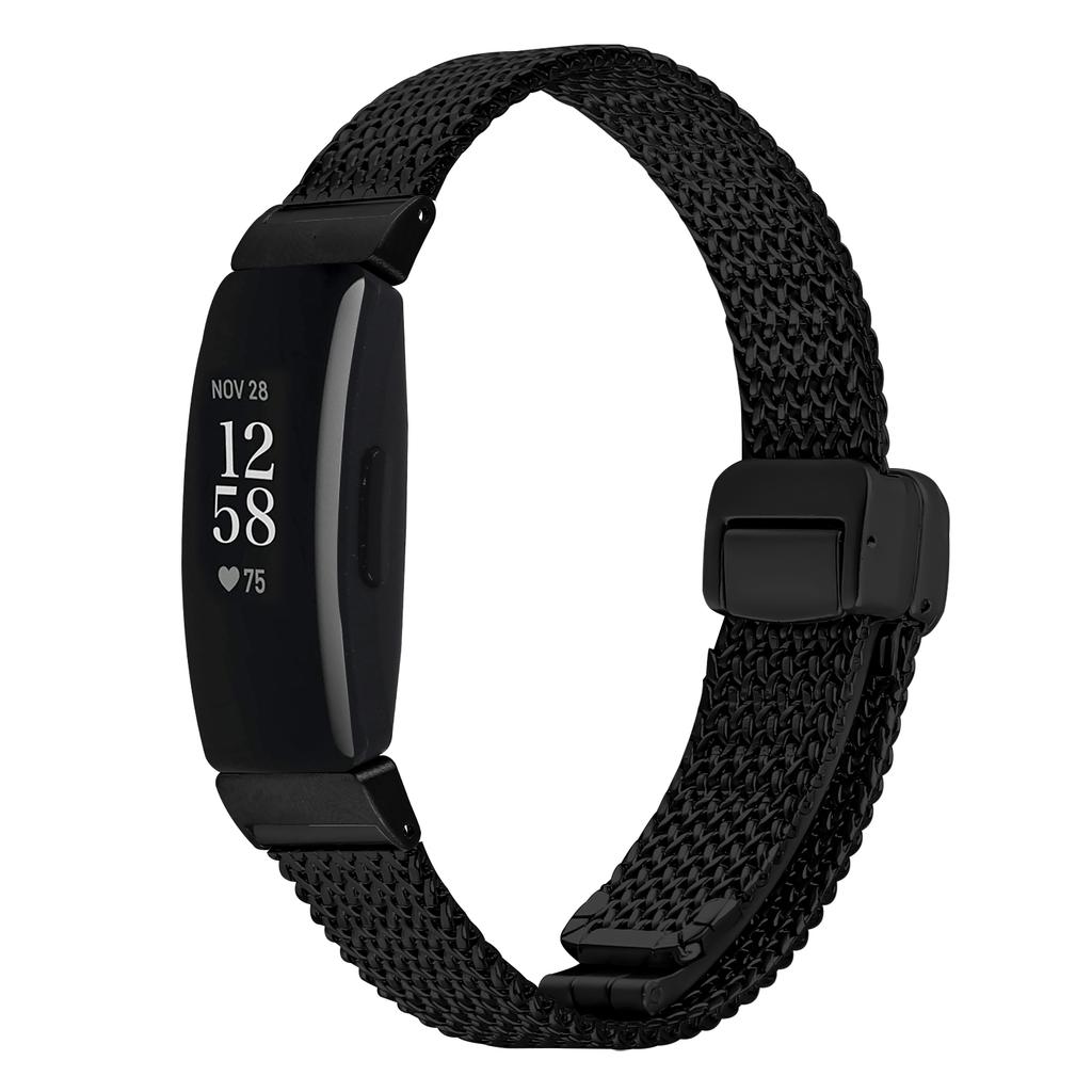 Milanese Stainless Steel Band for Fitbit Inspire HR/Inspire 2/Inspire Herringbone Black Watch Strap