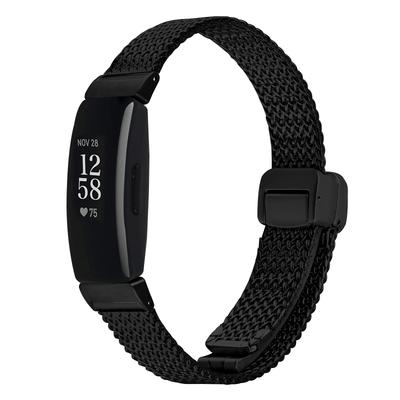 Milanese Stainless Steel Band for Fitbit Inspire HR/Inspire 2/Inspire Herringbone Black Watch Strap