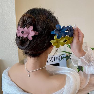 Frosted Flower Hairpin Women Acrylic Plastic Duckbill Claw Hair Clips Barrette Girls Hairpin Ponytail Hair Accessories