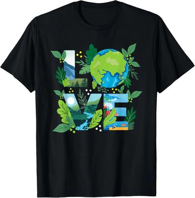 Love Earth EnvironUnisextal Protection Graphic Tee Breathable Cotton Short Sleeve TShirt Unisex