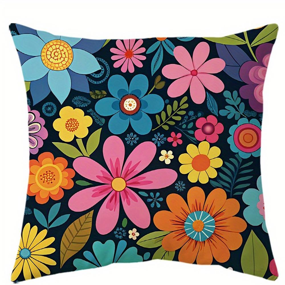 

Colorful Floral Patterned Pillowcases: Add a Vivid Touch to Your Space! Sofa cushion cover home room decoration 2D flat printing 16x16Inch