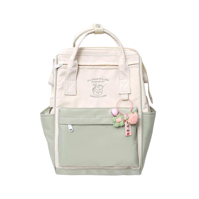 

Durable Nylon Laptop Backpack High Quality Lightweight Waterproof Student Bookbag School Backpack Contrasting Colors Schoolbag зелёный