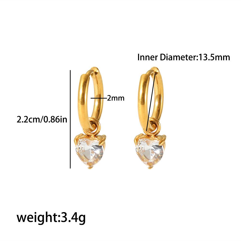 

Retro design exquisite point diamond earrings 18K gold stainless steel heart-shaped zircon earrings, high-end earrings for women