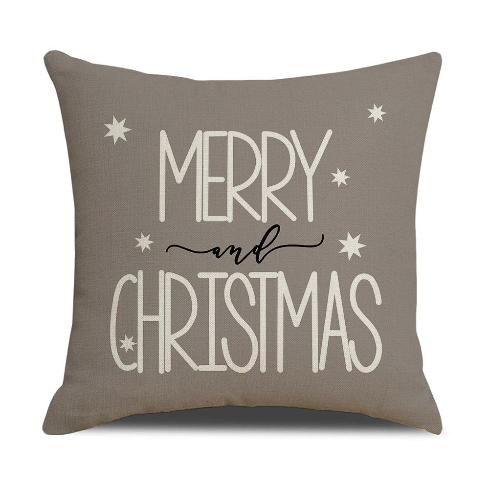 New Christmas Set Linen Pillow Cartoon Snowman Print Cushion Indoor Festive Decoration Sofa Pillow
