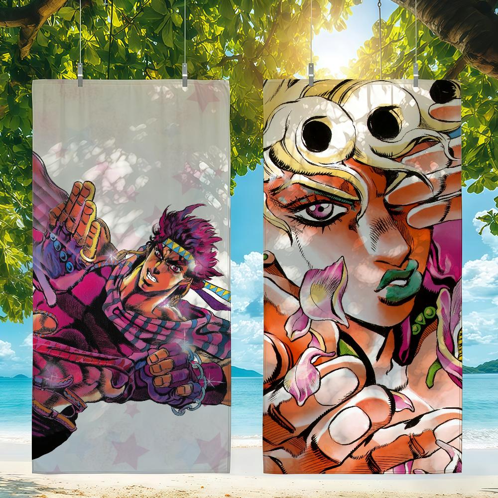 JoJo's Bizarre Adventure Handtuch Für Schwimmen Yoga Fitnessstudio Schnelltrocknend Weich und hautfreundlich Strandtücher Ganzjahres