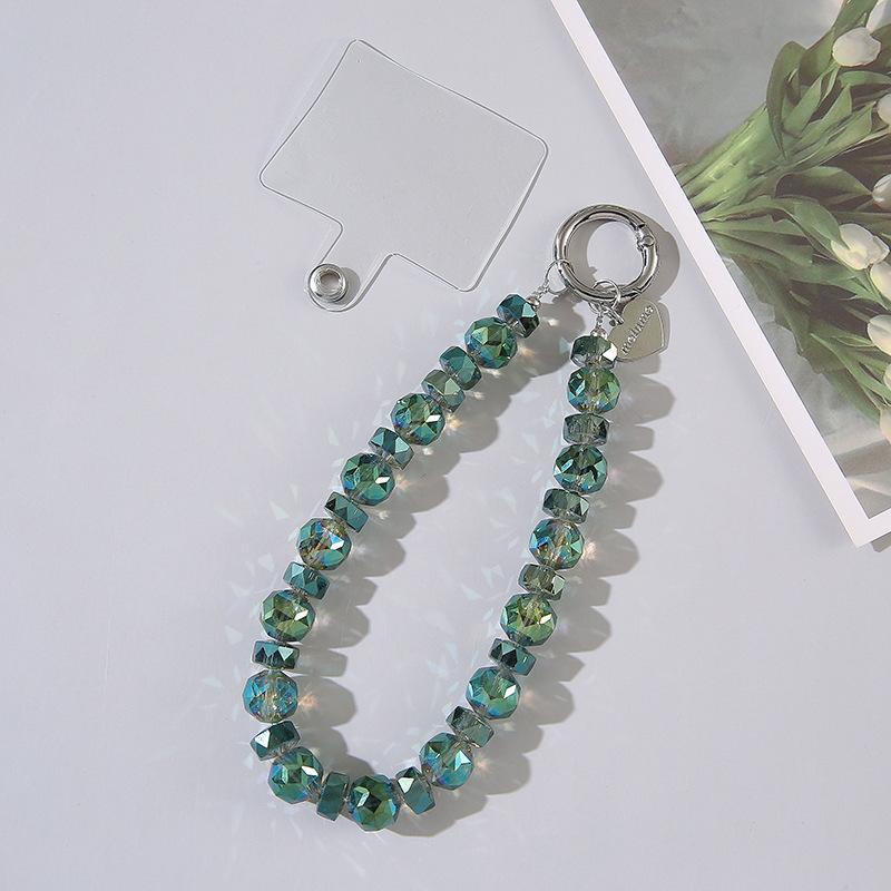 Handmade Colorful Crystal Beads Light Luxury Phone Chain Hanging Rope Temperament Keychain Bag Accessories Transparent Clip