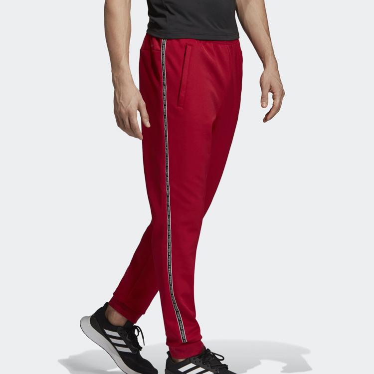 Adidas Logo Print Cuffed Track Pants Men Bottoms Red EJ9676