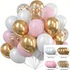 30 Pcs 10 12 Inch Metallic Gold Blue Silver Pearl White Latex and Gold Confetti Balloons for Birthday Wedding Party Decor