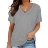 Sommer Tops V-ausschnitt Lose Top Einfarbig Casual Kurzarm T-shirt frauen Kleidung