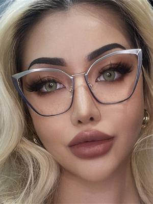 Gafas de sol de diseñador de lujo para mujer, monturas de gafas de metal con forma de ojo de gato, gafas de playa geniales para verano, gafas ópticas de moda