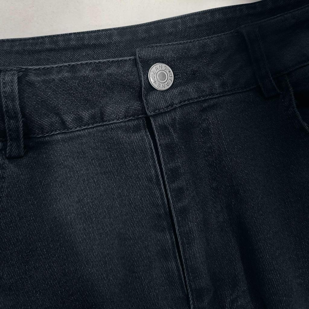 Capris Jeans Femininos de Cintura Alta Jeans Cropped Casual de Perna Larga Com Bolsos