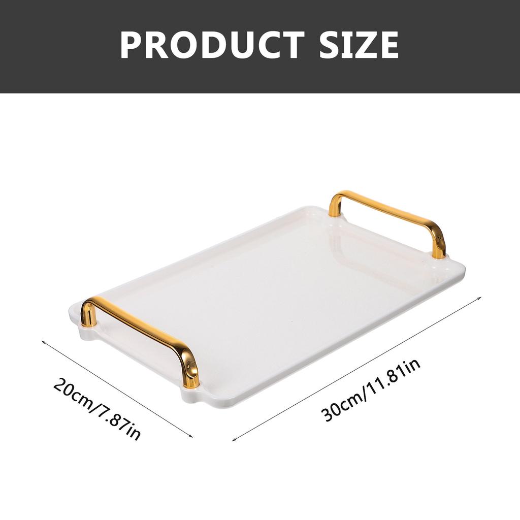 Large Plastic Rectangle Serving Tray Handles Coffee Table Tea Tray Household Storage Snack Fruit Decorative Teaware Accessory