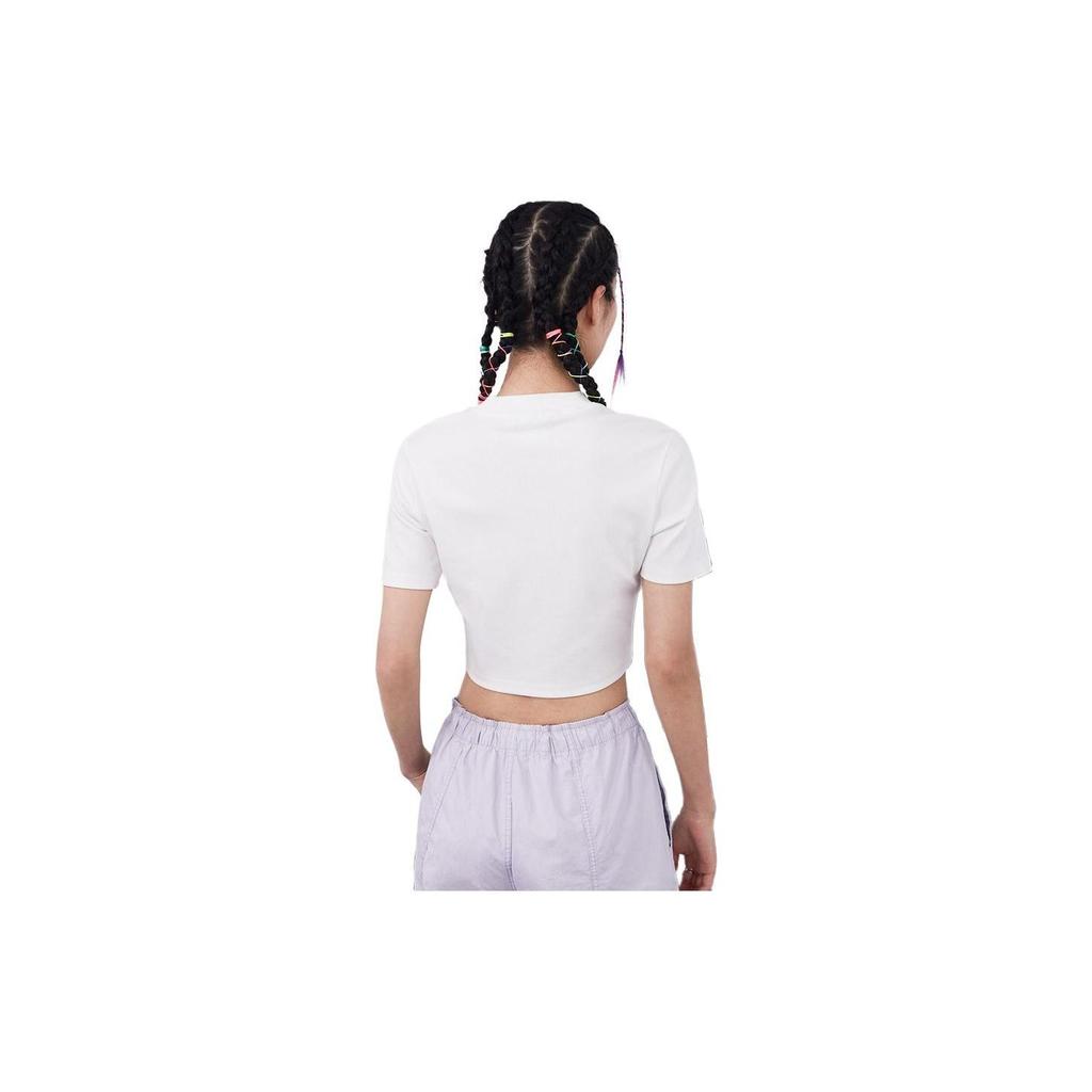 adidas Originals Adicolor Essentials Rib Solid Color Short Breathable Sports T-Shirt Women Tops White HF3394