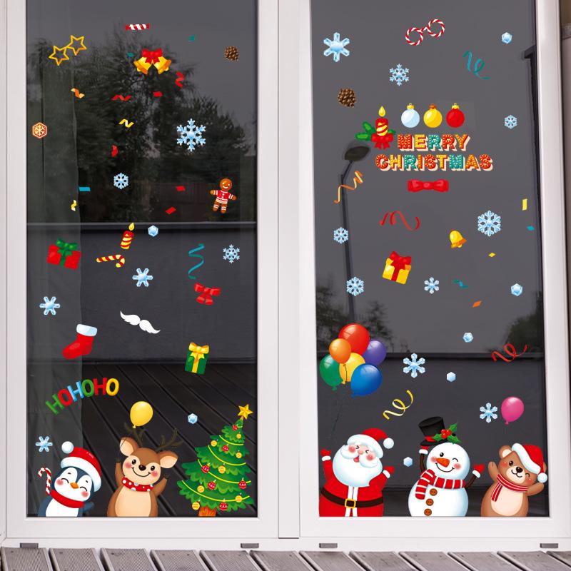 Christmas Glass Door Stickers, Static Cling Stickers for Store Windows, Santa Claus Stickers