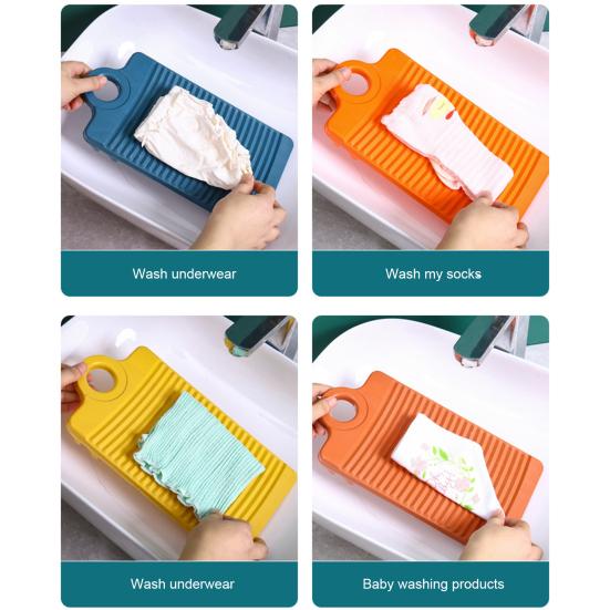 Plastic Washing Board with Wavy Stripe Surface and Anti-slip Design for Small Laundry Items