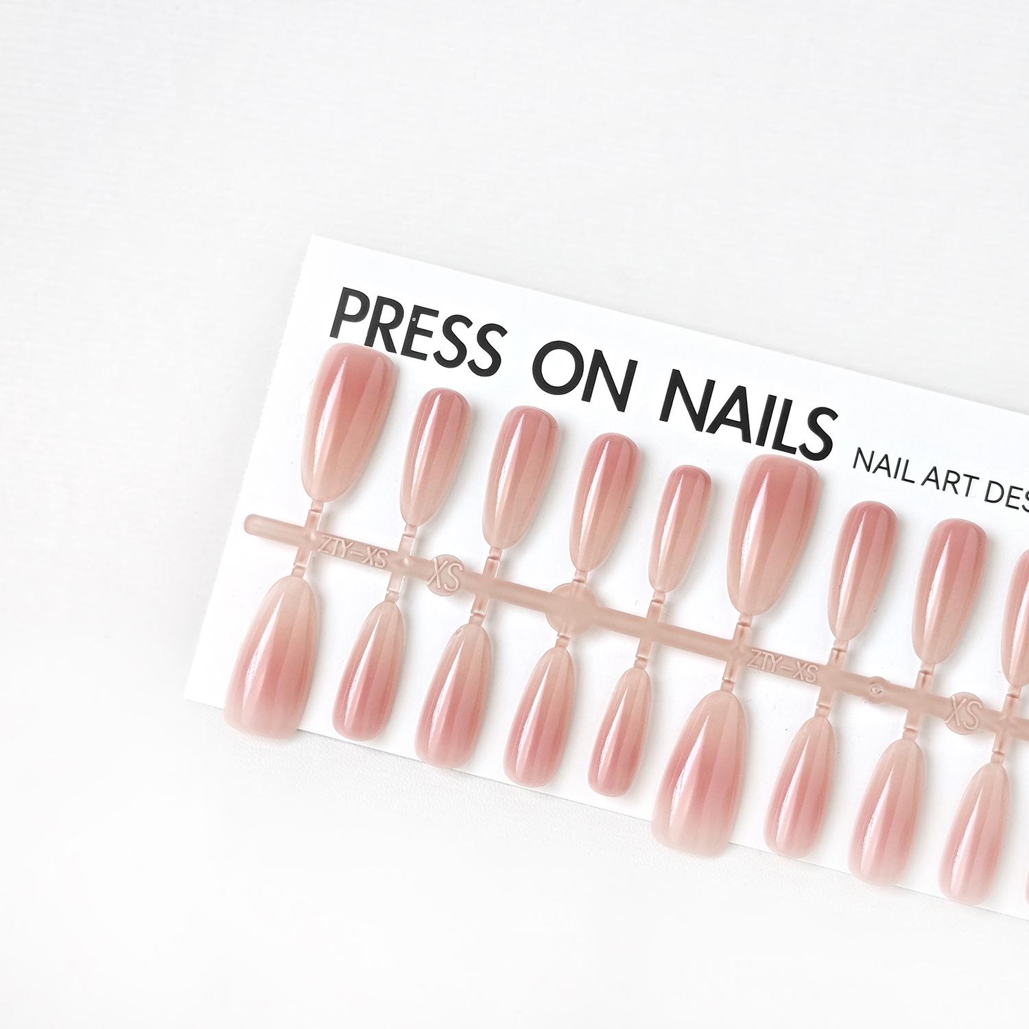 

Jiaolong Spring/Summer French Solid Color Wearable Nails - Celebrity Style Manicure Pieces Extra Small Set