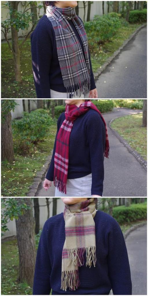 .a all over the world Wool Scarf, Grey Mini Check (Unisex, Fringed)