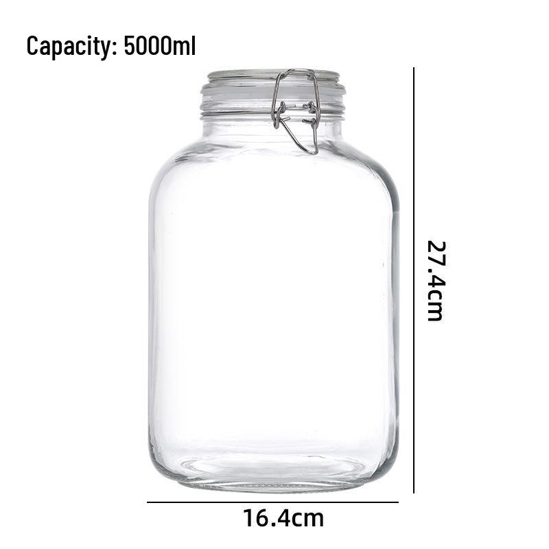 Large Transparent Glass Storage Jar with Lid for Grains, Pickles, Honey, and Tea - Moisture-proof and Airtight