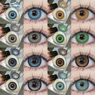 Renkli Kontakt Lensler Parlak Mavi Moda Yıllık Tek Kullanımlık Yumuşak Lensler Gri Kontakt Lensler Yeşil Moda Renkli Lensler 1 Çift