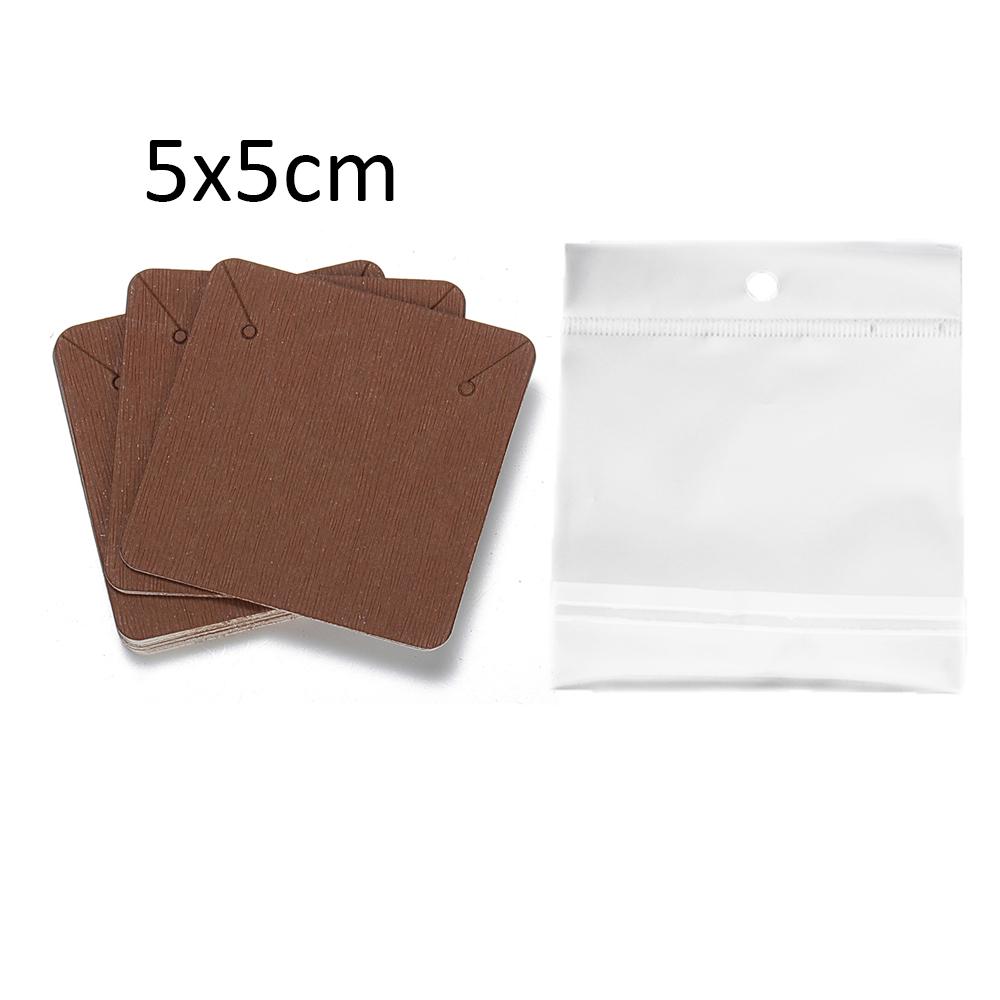 50 Jeux de Cartes pour Boucles d'Oreilles et 50 Pièces de Sacs Cartes d'Exposition pour Colliers Boucles d'Oreilles Sacs Auto-adhésifs Carte en Papier Kraft pour Emballage de Bijoux DIY