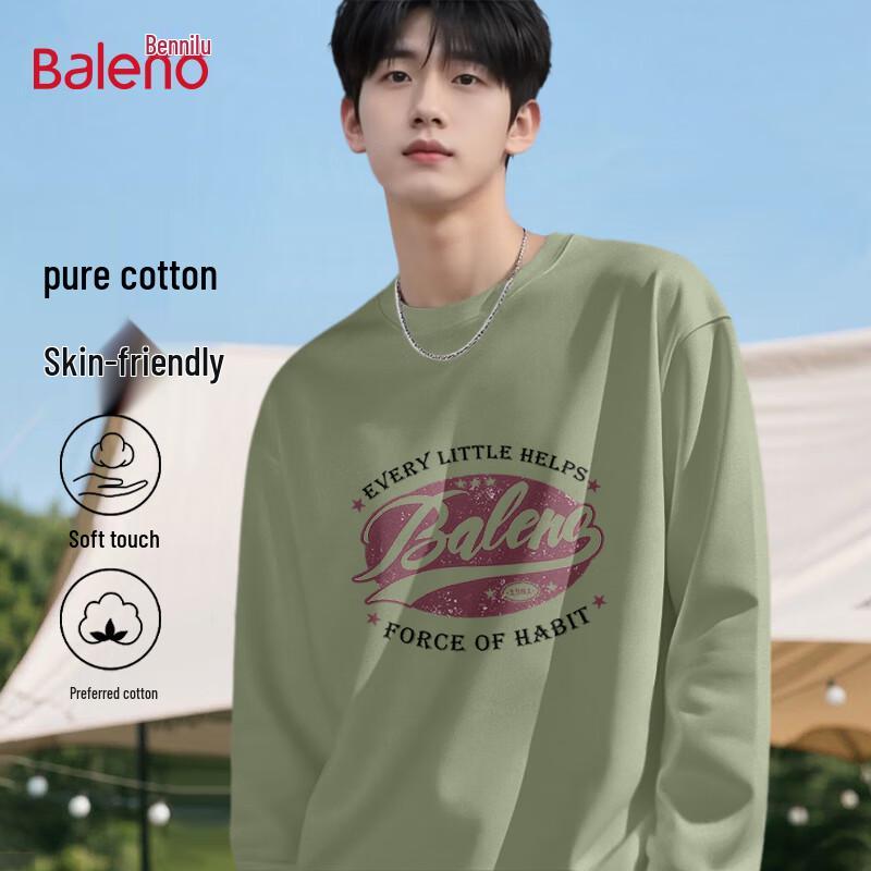 Baleno Men s American Retro Pure Cotton Long Sleeve T-Shirt 4XL