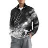 Men's Loose Casual 1/4 Zip Sweatshirt Fashion Printed Long Sleeve Top With Pockets