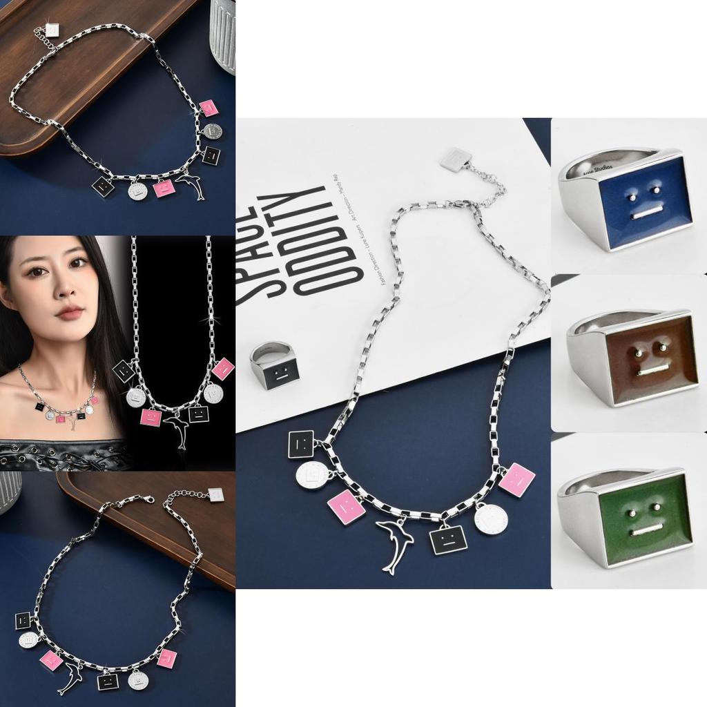 Dolphin Fashionable Smiling Face Pendant Necklace In Durable Titanium Steel For Men Women And