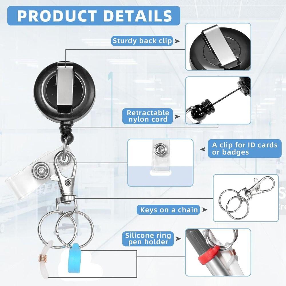Retractable Badge Reel Multi-functional ID Badge Holder NEW Pen Holders  Office