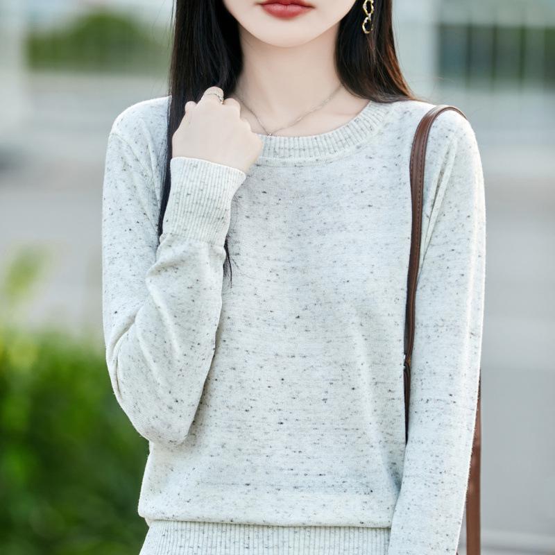 

Новый осенне-зимний трикотажный свитер с круглым вырезом, женский свитер с длинными рукавами, свободный топ для внутреннего слоя XXL бежевый