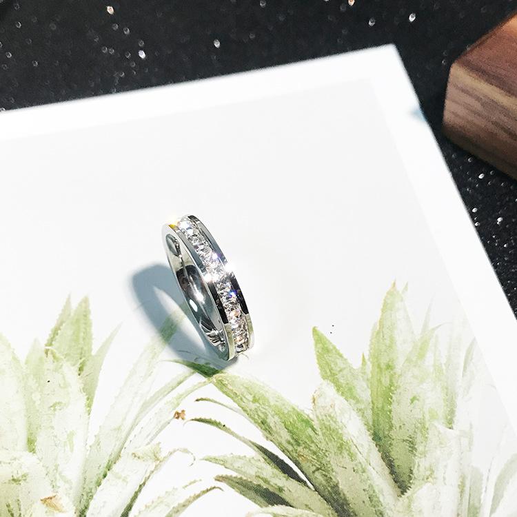 Fashion Luxury Pave Zirconia Crystal Ring Rose Gold Color Woman Gift Titanium Steel Zircon Never Fade Drop Shipping