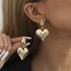 2023 Trendy Gold Heart Earrings Stylish Zinc Alloy Womens Fashion Winter