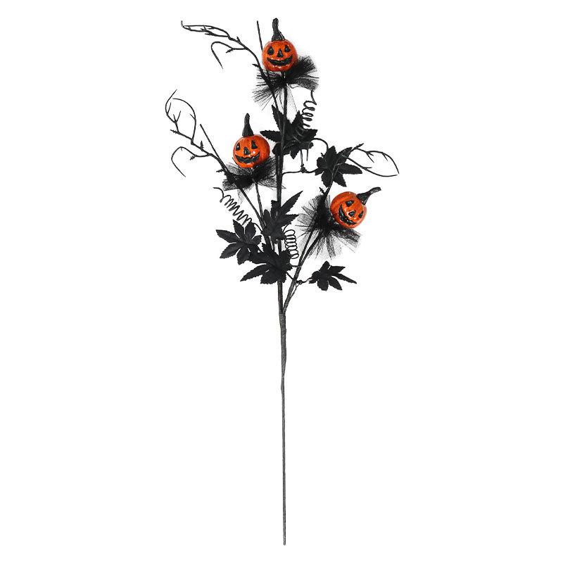 5PCS Artificial Halloween Flowers with Pumpkin Maple Leaf Branches Halloween Decorations Indoor for Office Home Mantel Vase Filler