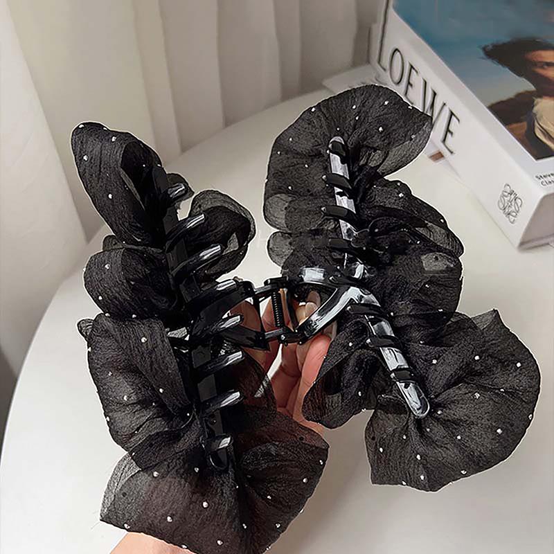 Large Bow Mesh Hairpin Temperament Elegant Women Hair Claw Clips Princess Headdress Fashion Grab Clip Female Hair Accessories
