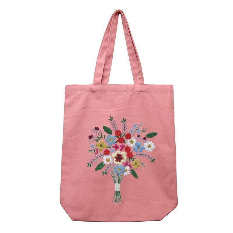 Handmade DIY Embroidery Canvas Tote Bag Kit - Creative Gift for Couples