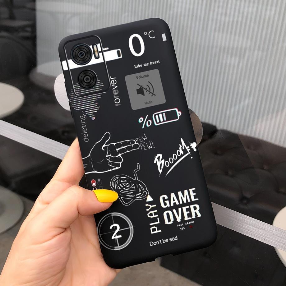 For Motorola Moto E22 Moto E22i Case Soft Matter Black Silicone Back Cover For MotoE22 E 22 Coques Cartoon Cute Fundas For Child