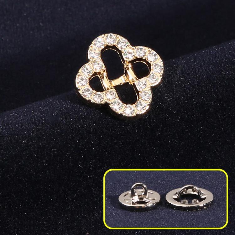 Diamond Shirt Buttons Smiley Four-Leaf Clover Clothes Buttons Versatile Metal Shirt Cardigan High-End Buttons