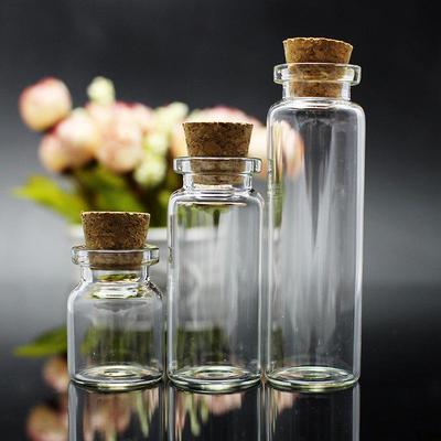Flacons en verre transparents de 10 ml avec bouchon en liège pour échantillons et bouteilles à vœux