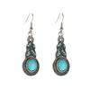 Set Of Turquoise Pendant Necklace And Earrings For Women, Fashionable Retro Bohemian Style Jewelry Gift