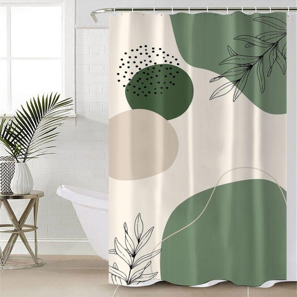 1 Stück Grünes Abstraktes Gemälde Winter Badezimmer Vorhang Digitaldruck Polyester Duschvorhang Ohne Lochstanzung Trennwand Bad Vorhang