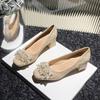 Fashion Elegant French Low Heel Single Shoes Women's Spring Autumn New Style Square Head Slip-On Thick Heel Matching Skirts Wedding New