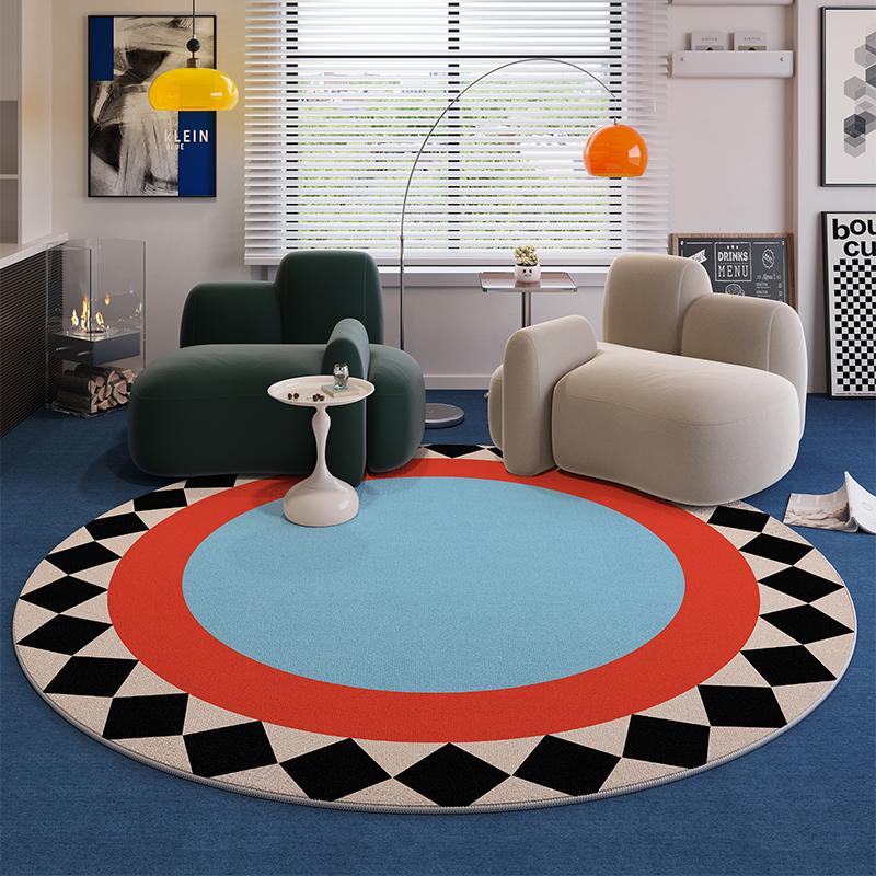 Heim-Anti-Rutsch-Retro-Teppich Leichte Luxus-Teppiche für Wohnzimmer Waschbare Lounge Weiche Bodenmatte Dopamin Schlafzimmer-Dekoration Runder Teppich