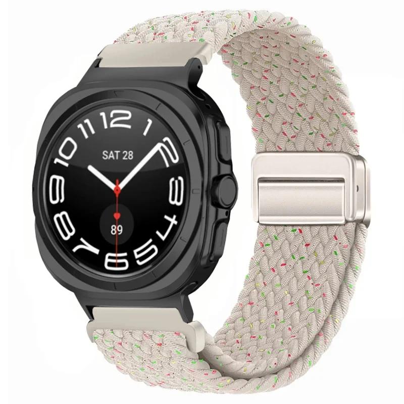 Nylon Braided Loop Strap for Samsung Galaxy Watch Ultra 47mm Magnetic Bracelet Wristband for Galaxy Watch 6 5 4 40mm 44mm 43mm 45mm Accessories