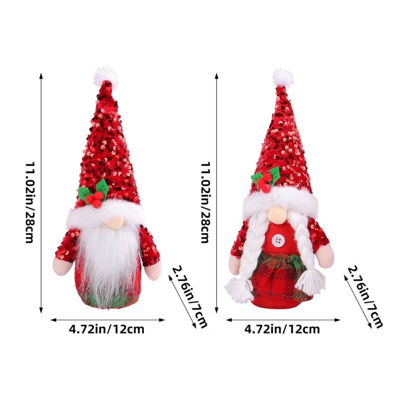 Christmas Sequins Pointed Hat Gnomes Decoration with Sand Filled Base Sparkling Sequins Hat Gnomes Tabletop Ornament