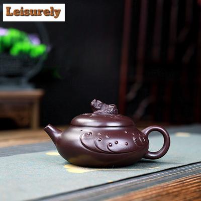 230 ml Starobylé yixingské fialové hliněné konvičky Ručně vyráběné Ichthyosaurus Hrnec Surová ruda Purpurová bahenní konvice Zisha Teaset Cafes Collection dárek