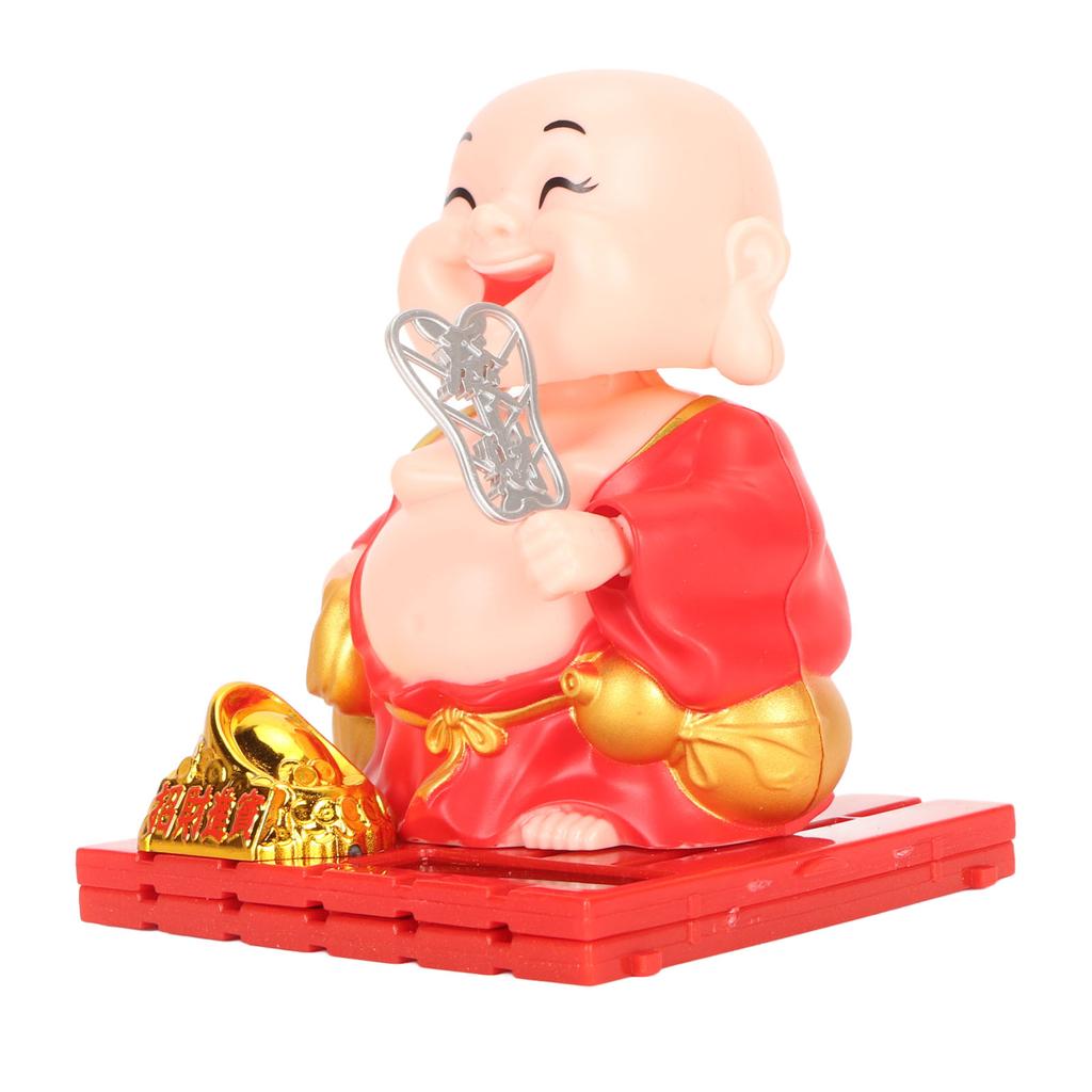 Solar Buddha Figurine Maitreya Auto Hand Shaking Solar Powered   ABS Buddha Statue for Home Car