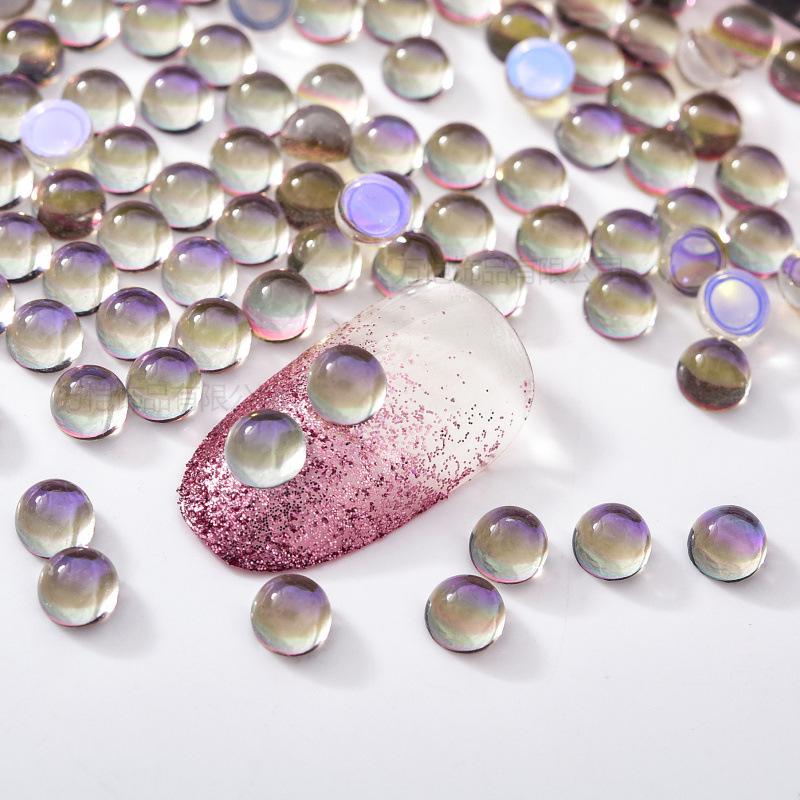 Crystal Glass Mocha Semicircular Pearl Nail Bead Diy Nail Art Man Fish Bead Beauty Mobile Phone Accessories